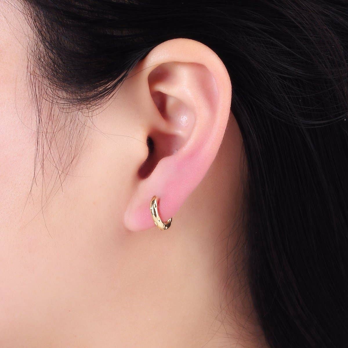 14K Silver Huggie Hoop Earrings