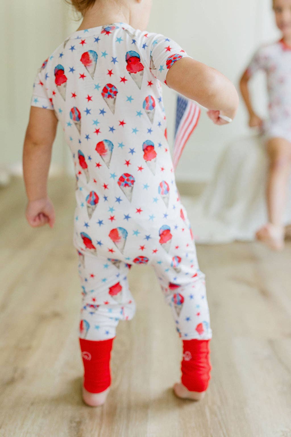 Red, White and Blue Snowball Zipper Onesie