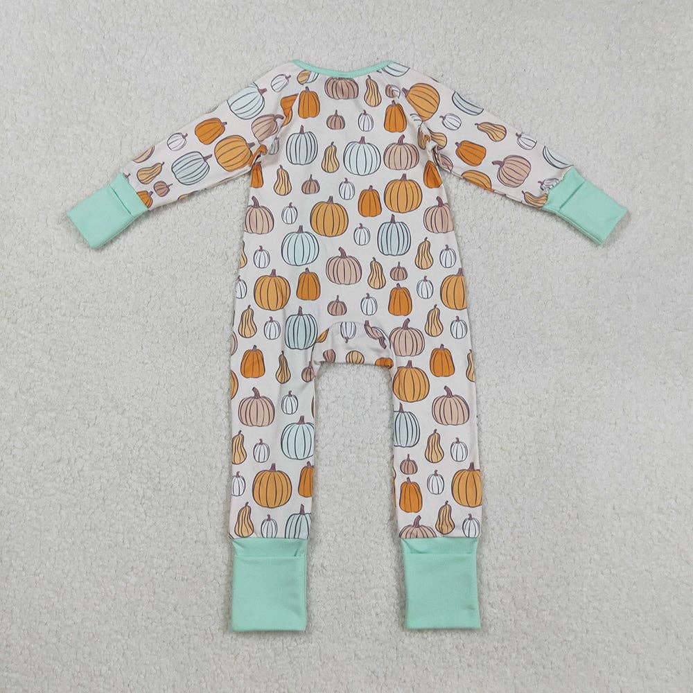 Lil Pumpkin Patch Zipper Footie Romper