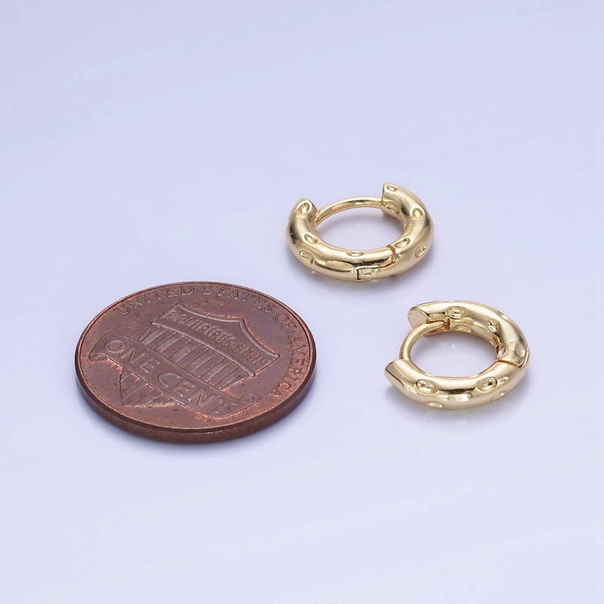 14K Silver Huggie Hoop Earrings