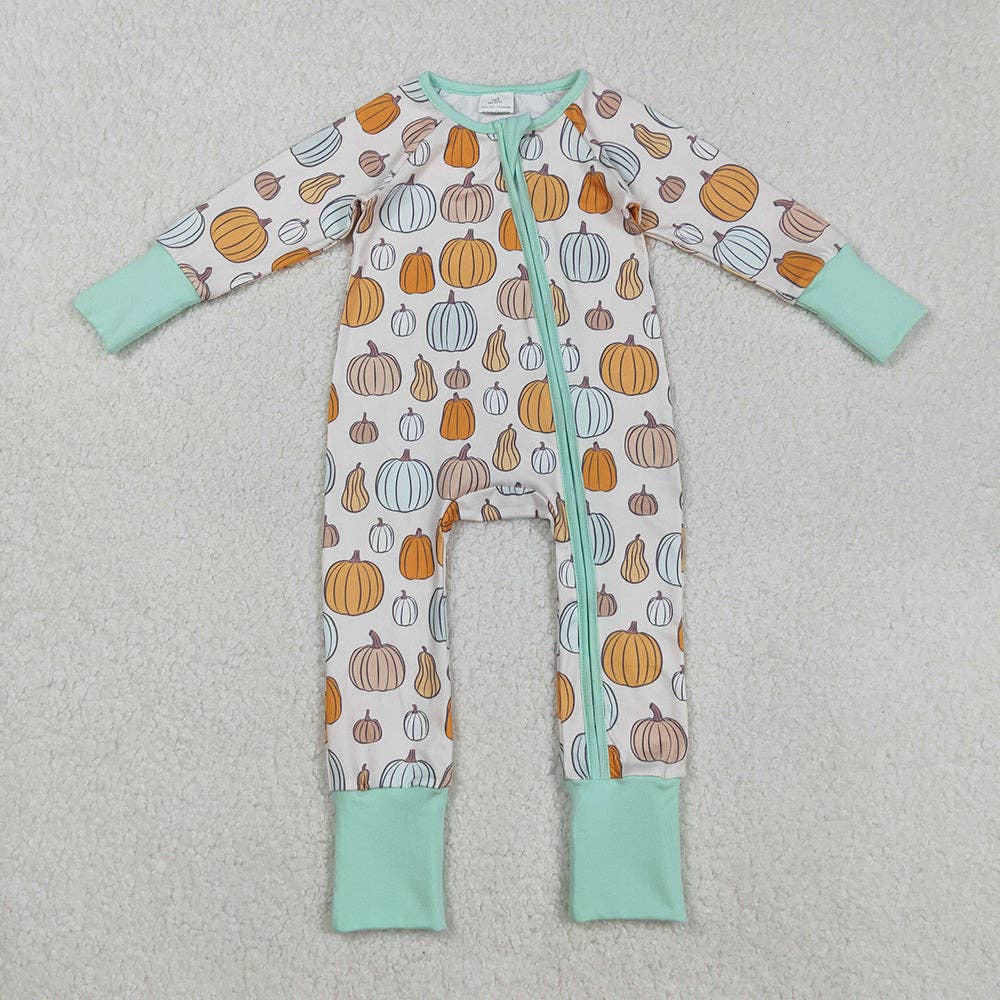 Lil Pumpkin Patch Zipper Footie Romper