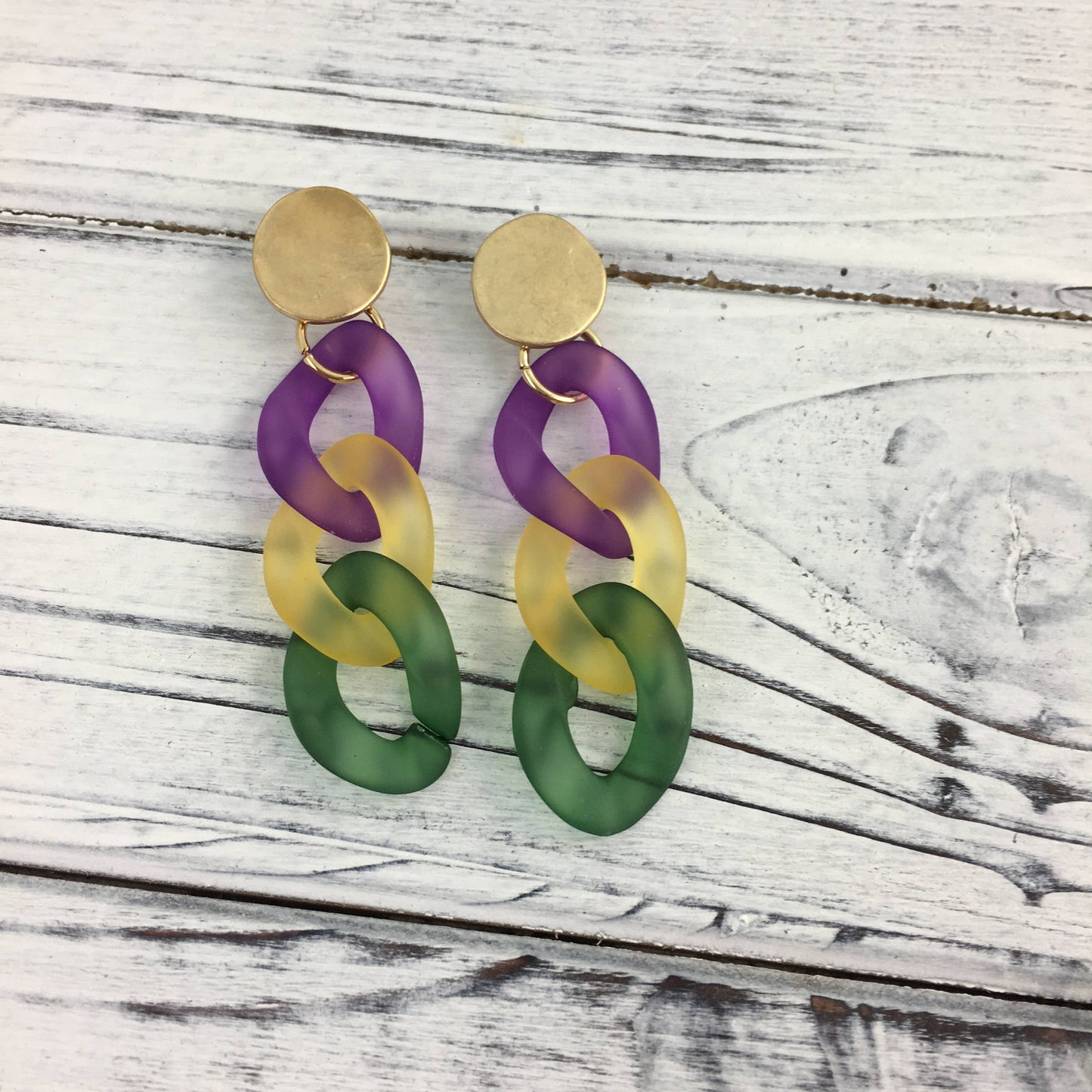 Mardi Gras Chain Link Earrings