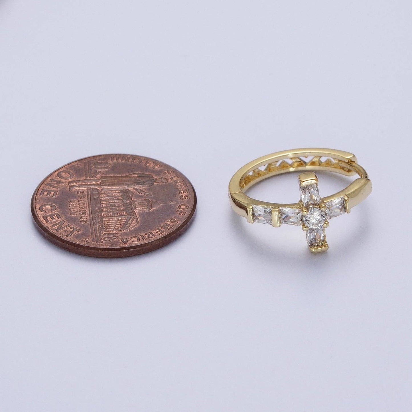 Gold Cross Huggie Earrings