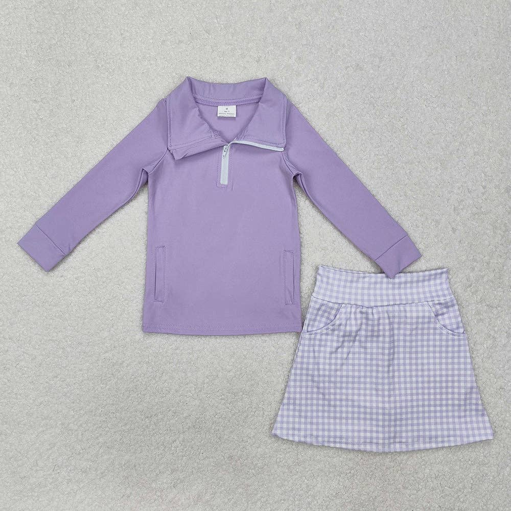 Girls Gingham Athletic Skirt Set