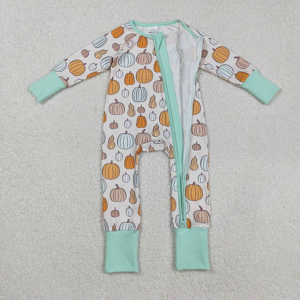 Lil Pumpkin Patch Zipper Footie Romper