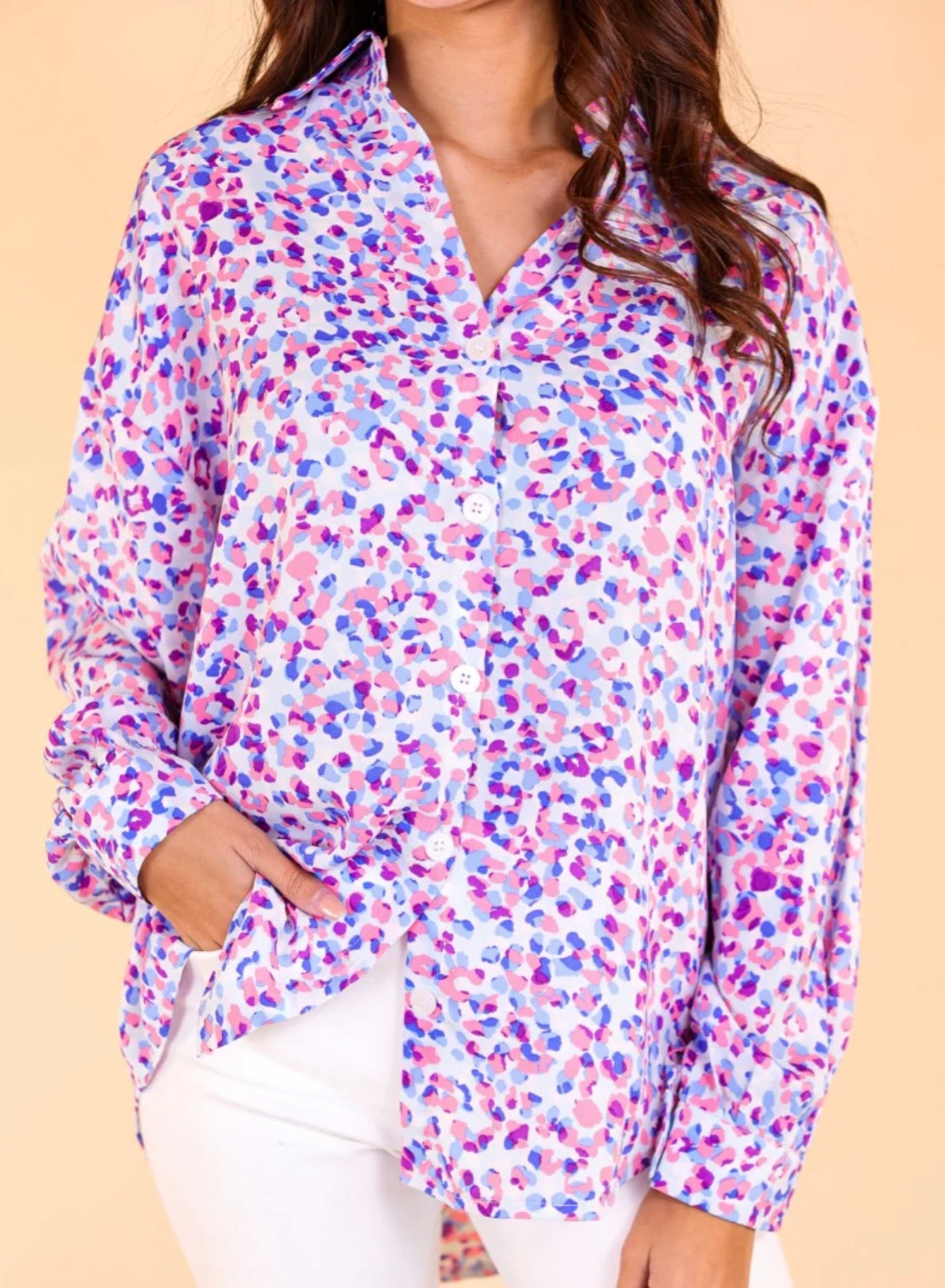Purrhaps She’s Purrfect Leopard Button Up