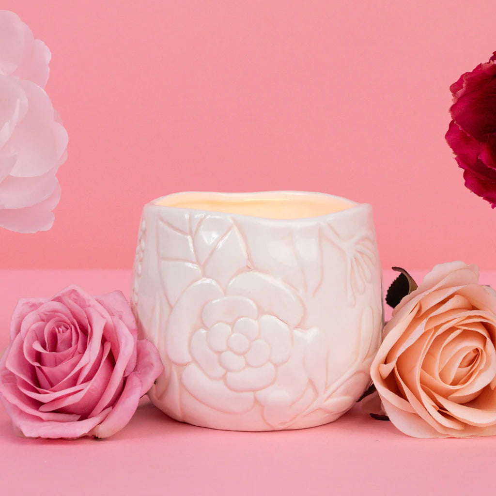 Sweet Grace Floral Ceramic Candle