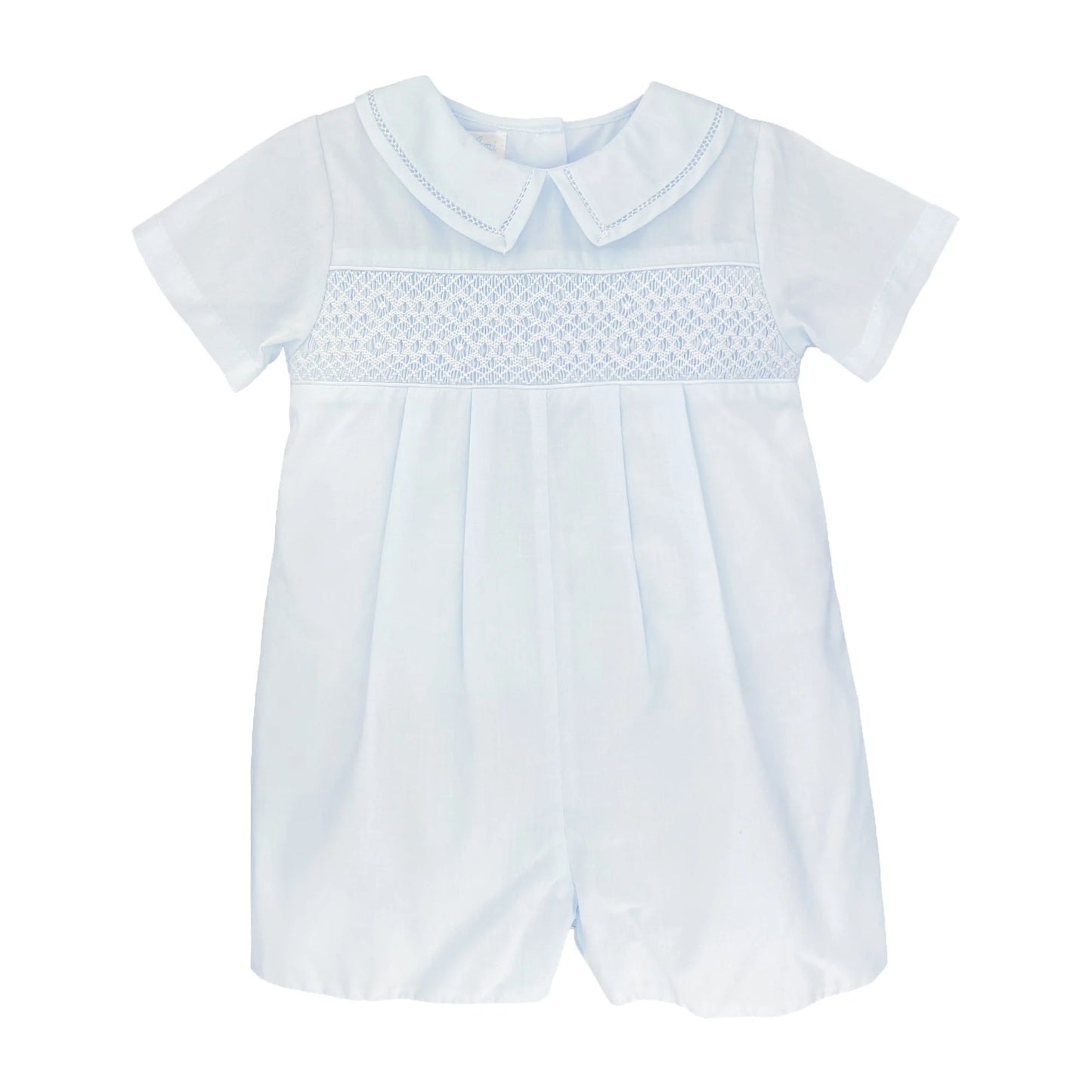 Petit Ami Diamond Smocked Blue Romper