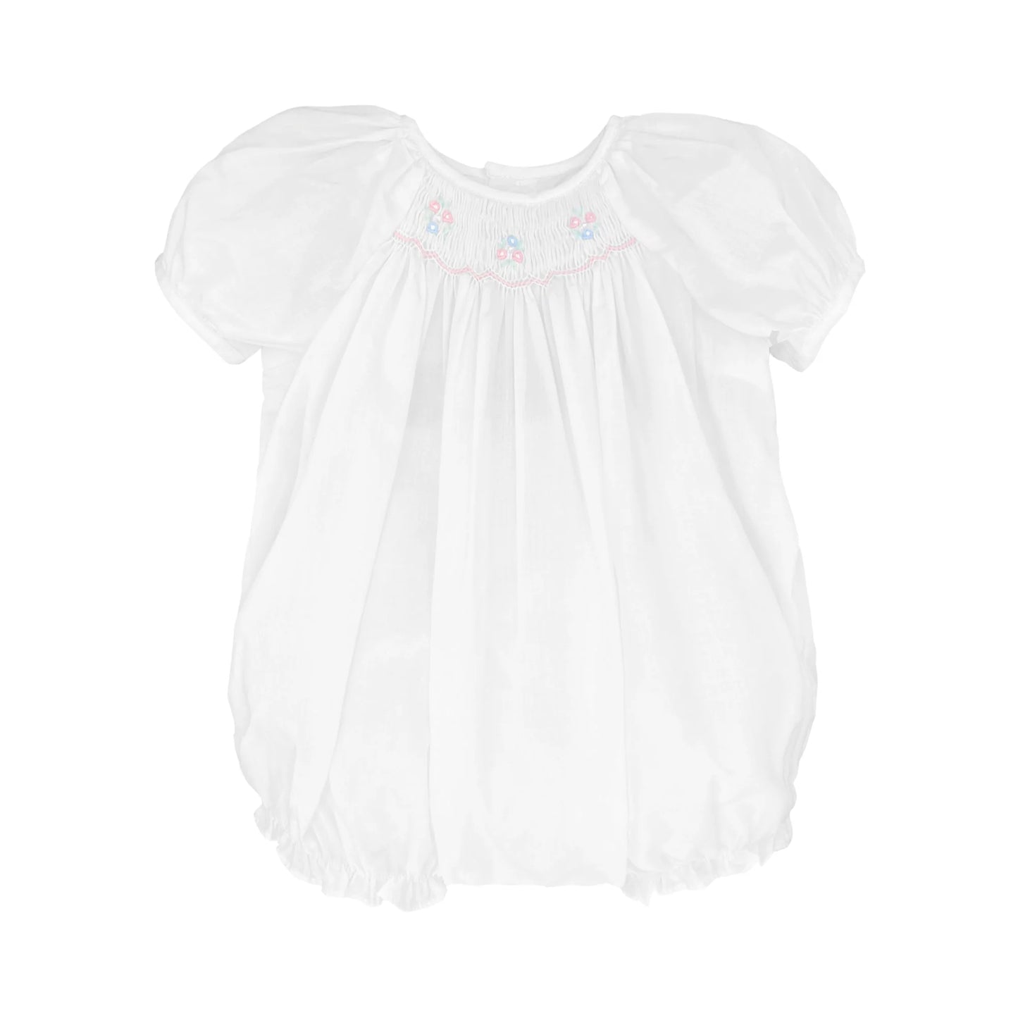 Petit Ami White Bubble with Novelty Smocking