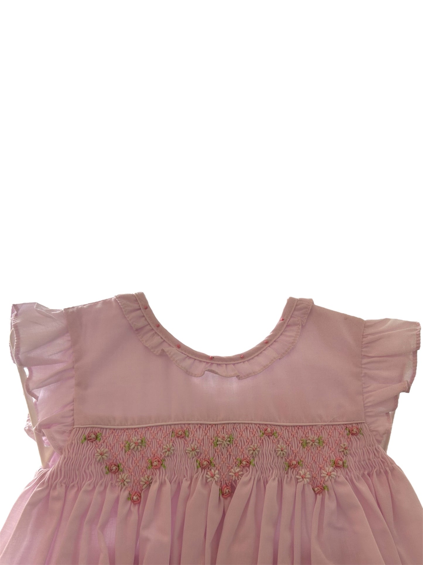 Petit Ami Smocked V Flower Print Daygown