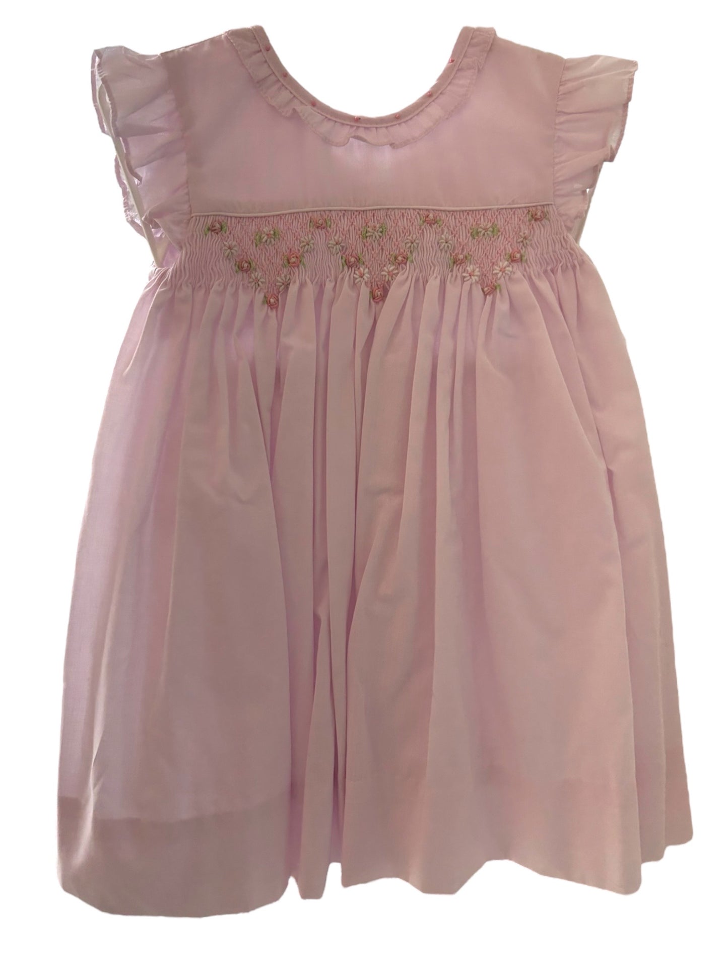 Petit Ami Smocked V Flower Print Daygown
