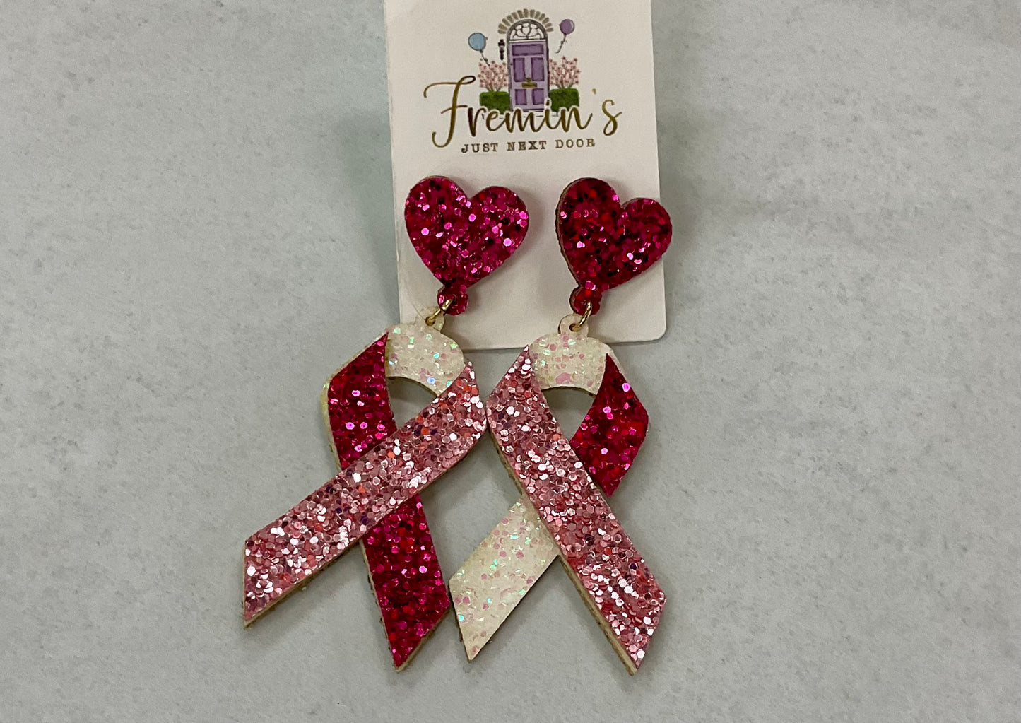Glitter Breast Cancer Earrings