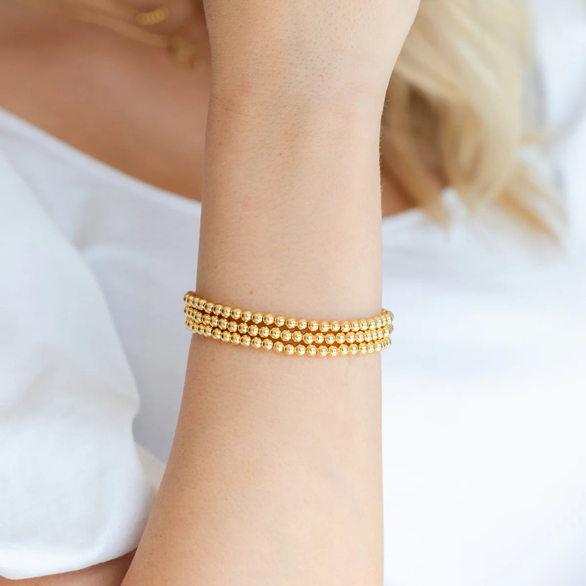 Gold Beaded Stretch Bracelet