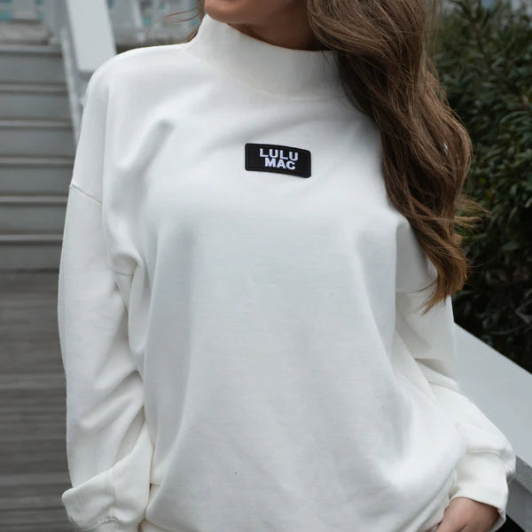 Lulu Mac Long-sleeve Terrycloth White Sweatshirt