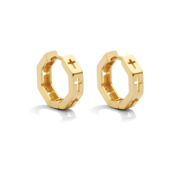 Cross Cut Out Hoop Earrings