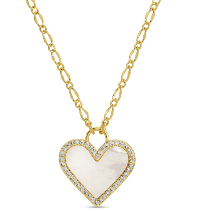 Luxe Heart Shell Pave Necklace