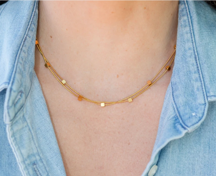 Layered Square Bead Necklace