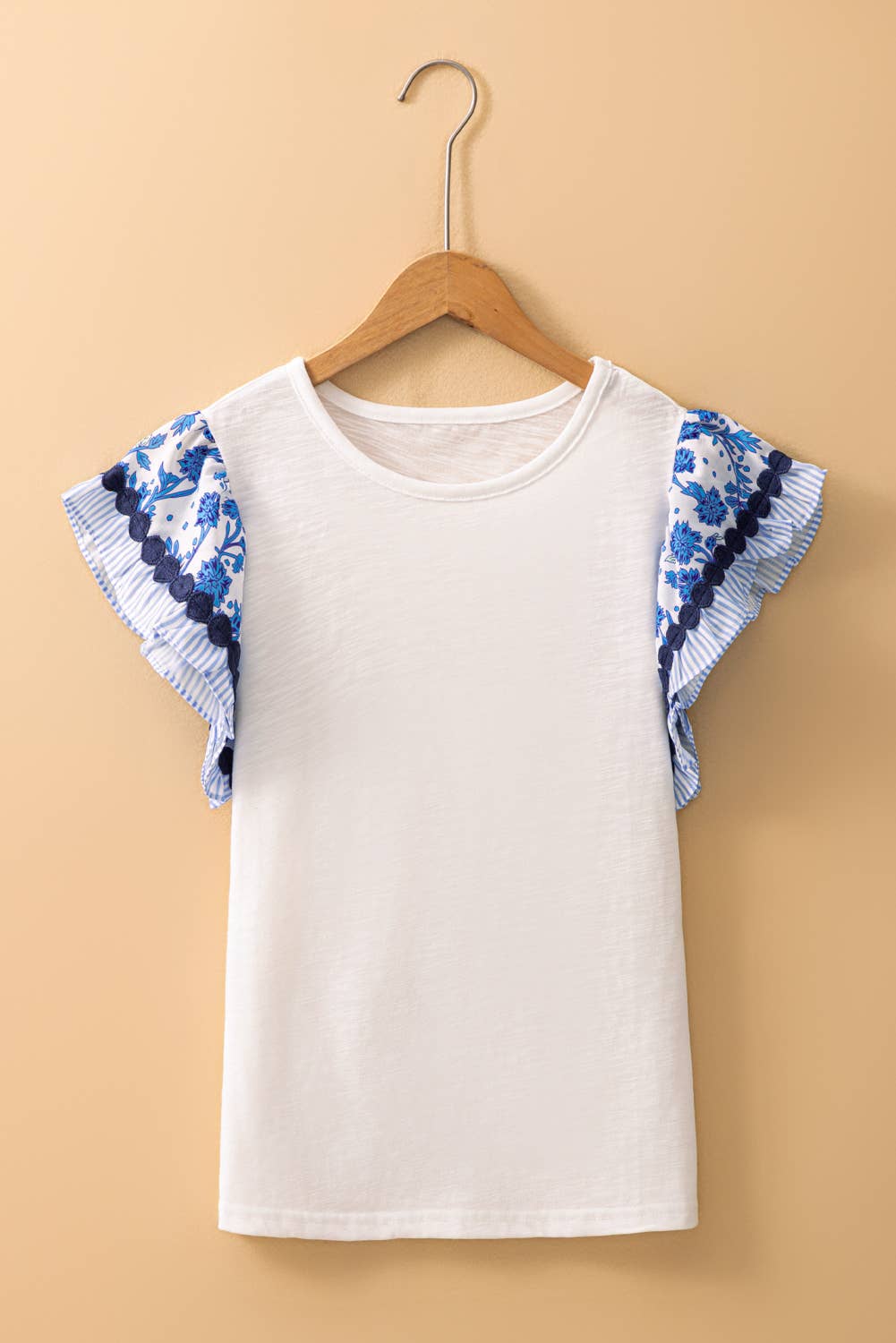 Ricrac Trim Flutter Sleeve Top