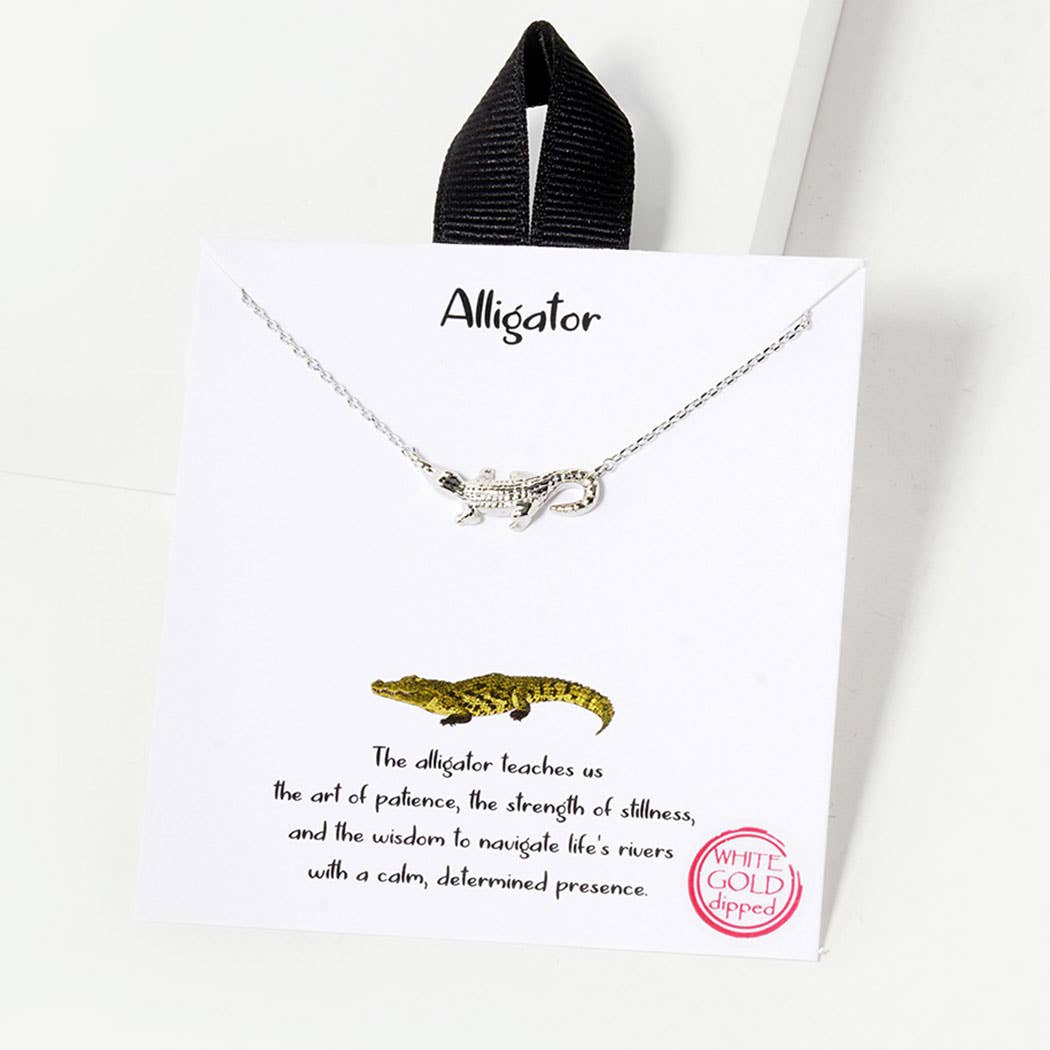 18K White Gold Alligator Necklace