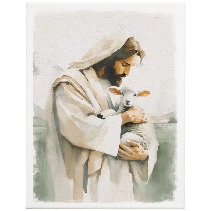 Jesus Holding a Lamb Wrapped Canvas