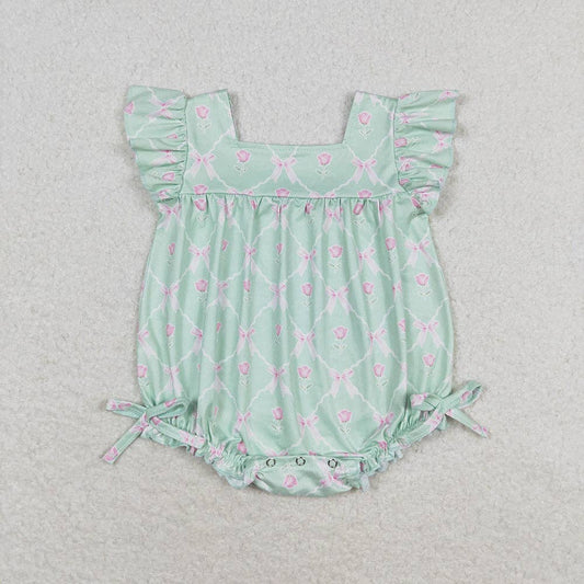 Baby Girl Green Bows Rompers