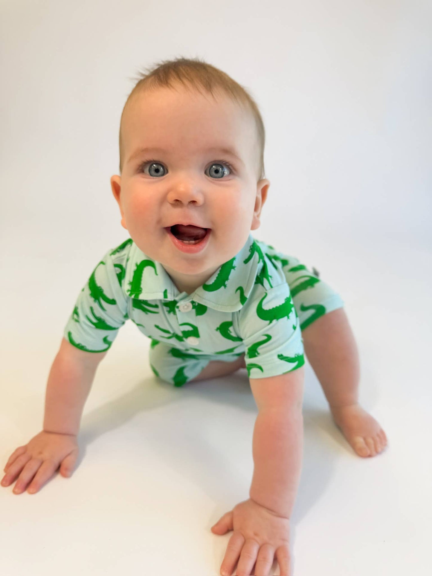 Blue Alligators Polo Romper