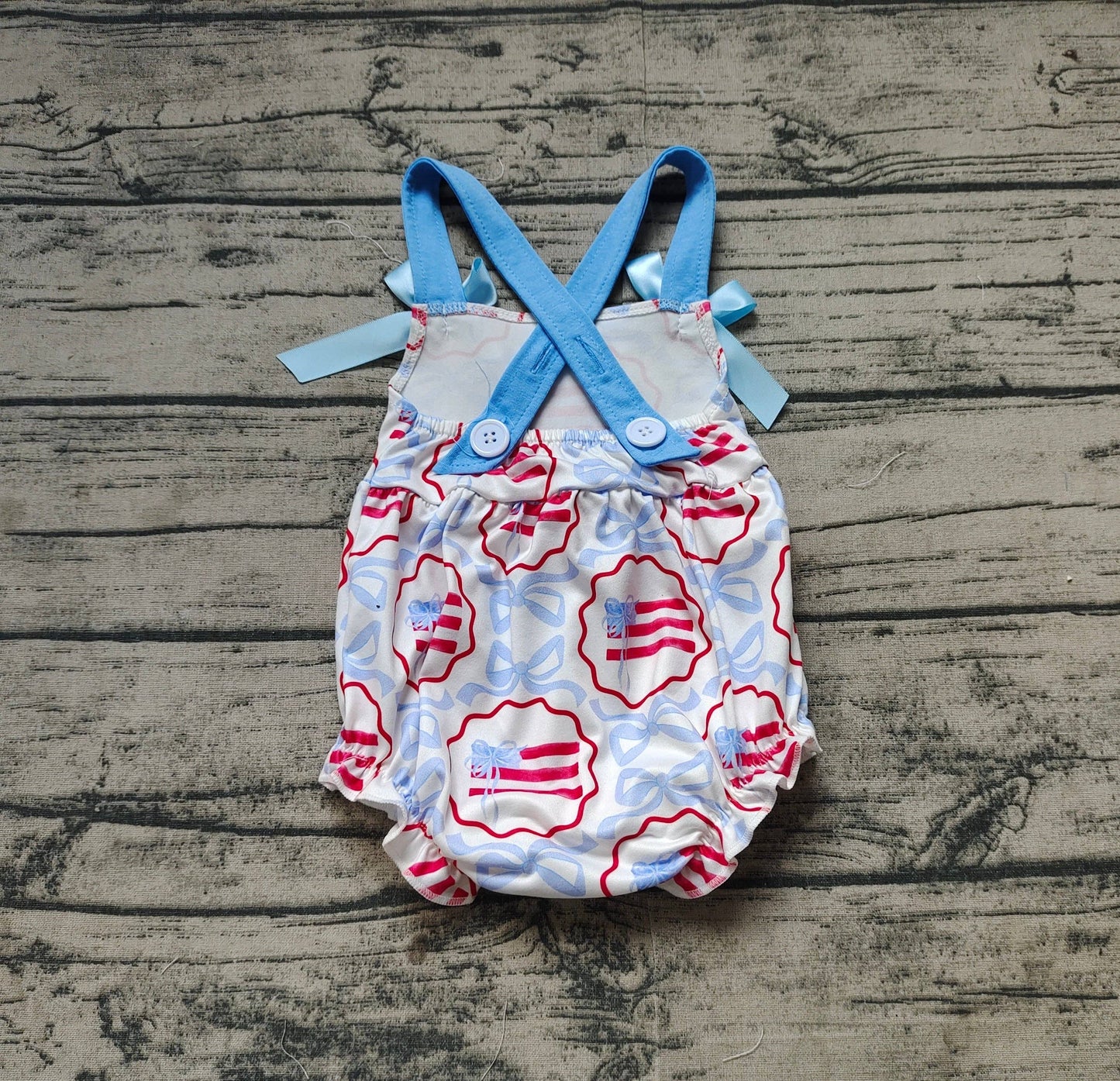 Blue Bows Flag Romper
