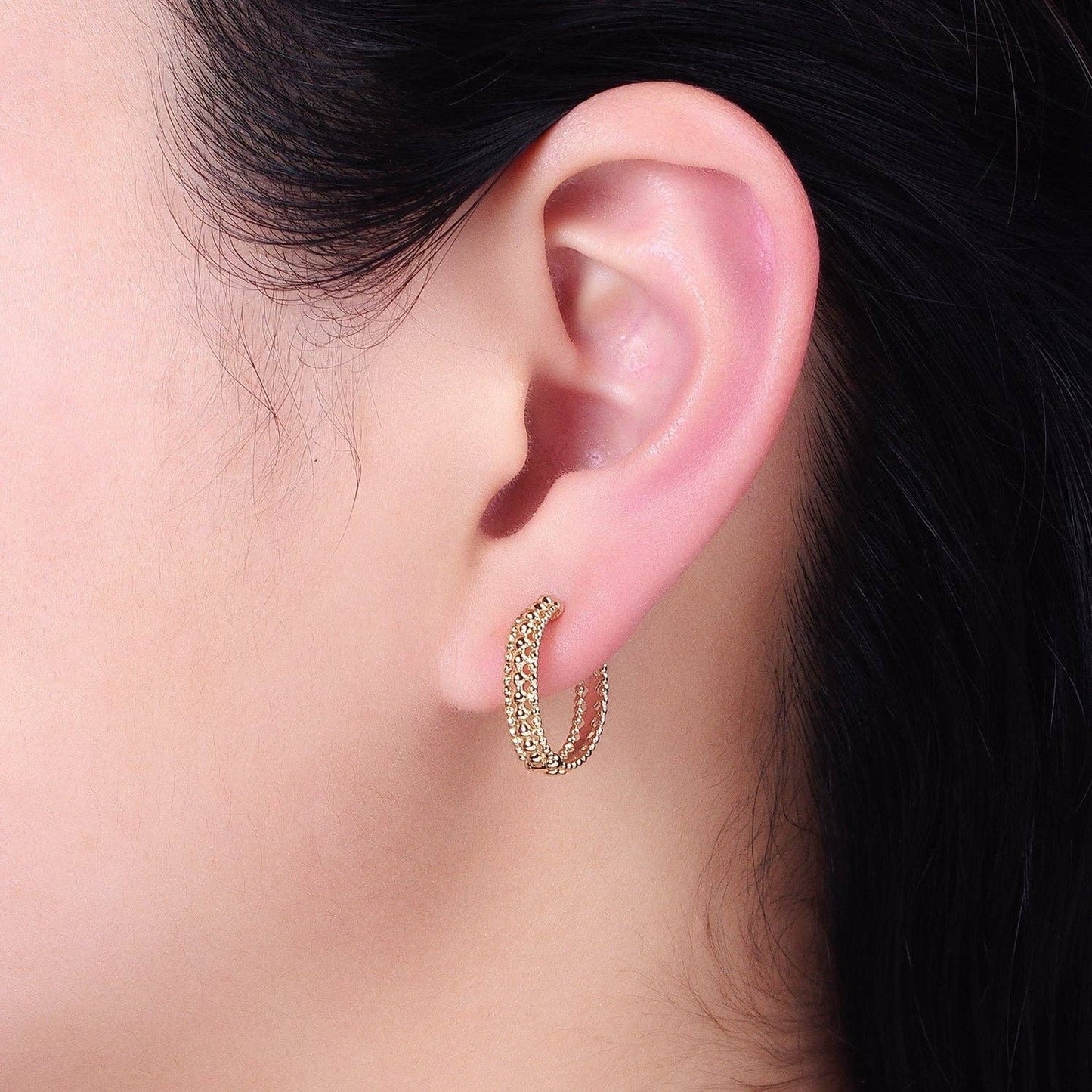 Beaded Bubble Hoop Earrings
