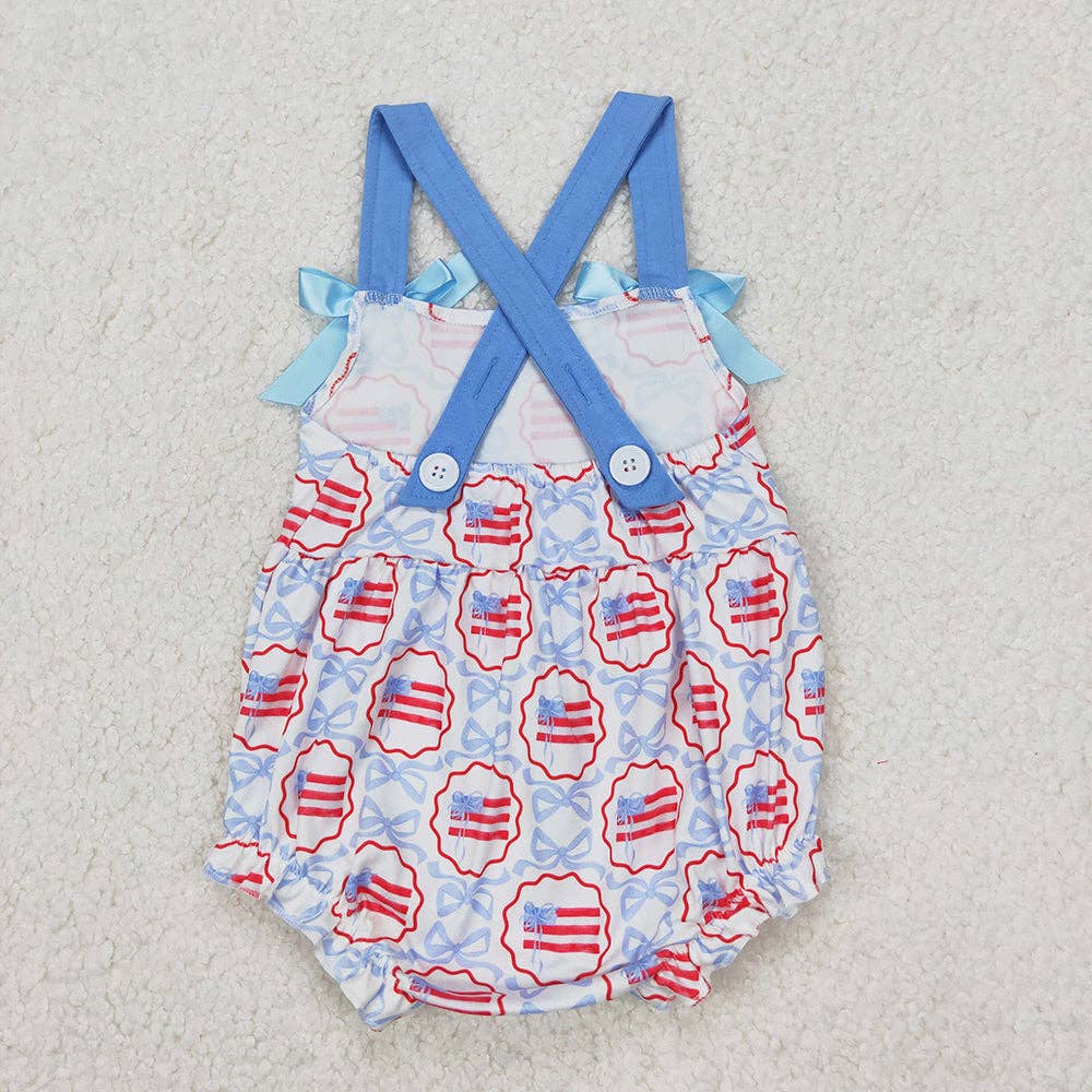 Blue Bows Flag Romper
