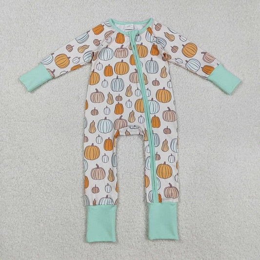 Lil Pumpkin Patch Zipper Footie Romper