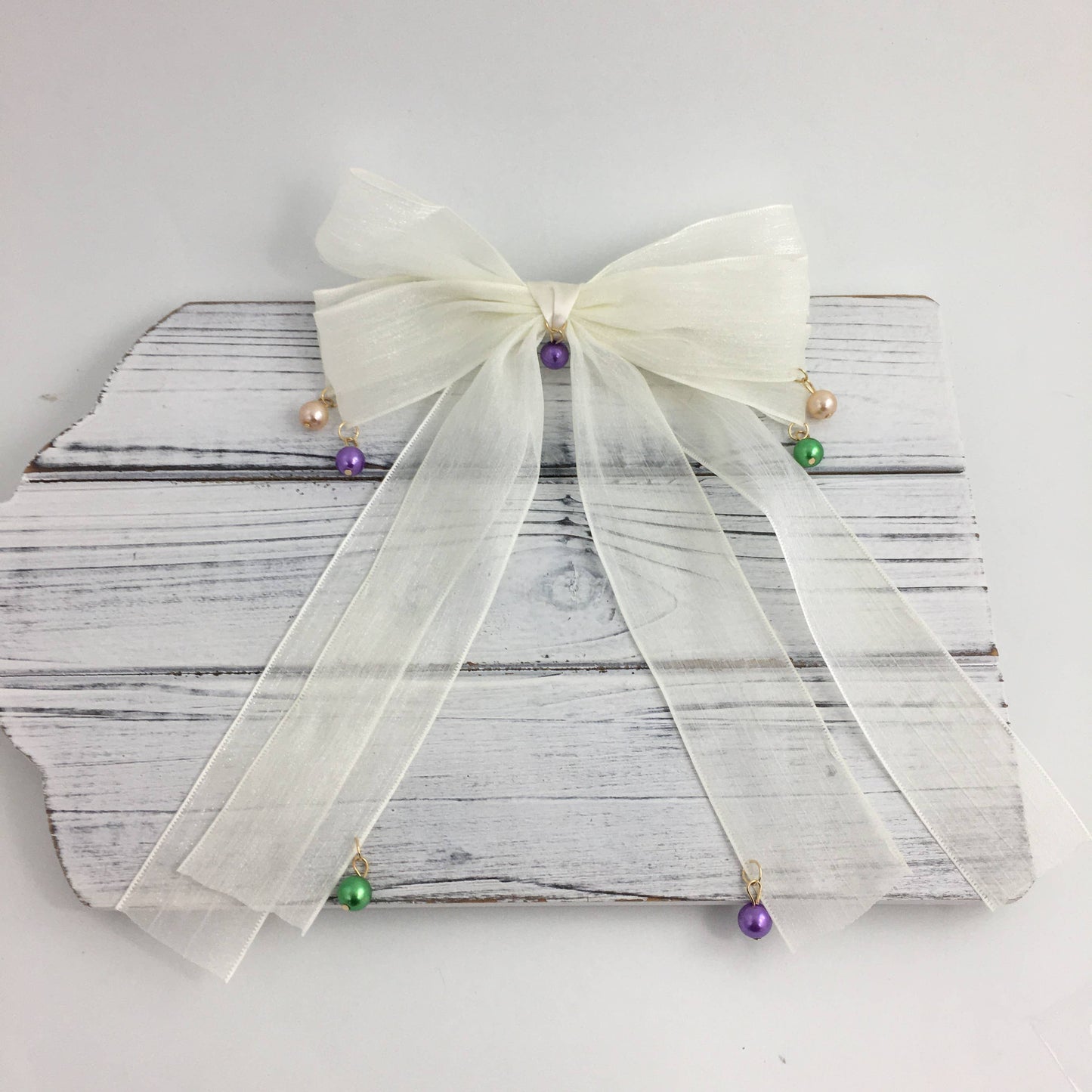 Mardi Gras Pearl hair Bow