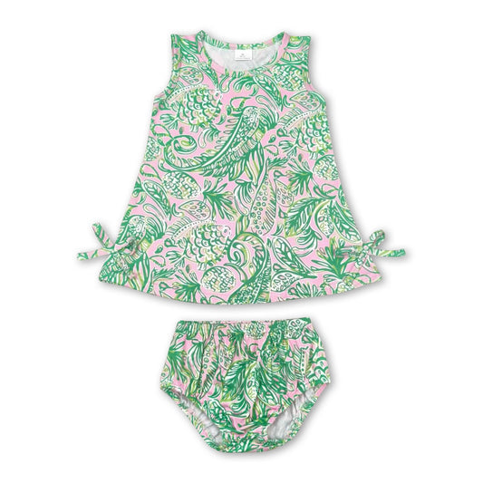 Baby Girls Green Floral Set