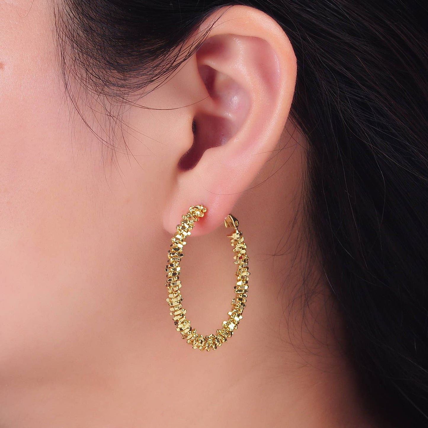 Beaded Hinge Hoop Earrings