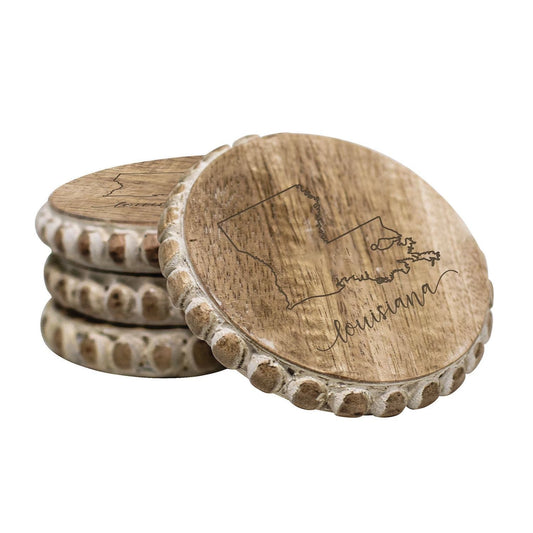 Louisiana Beaded Wooden Coasters