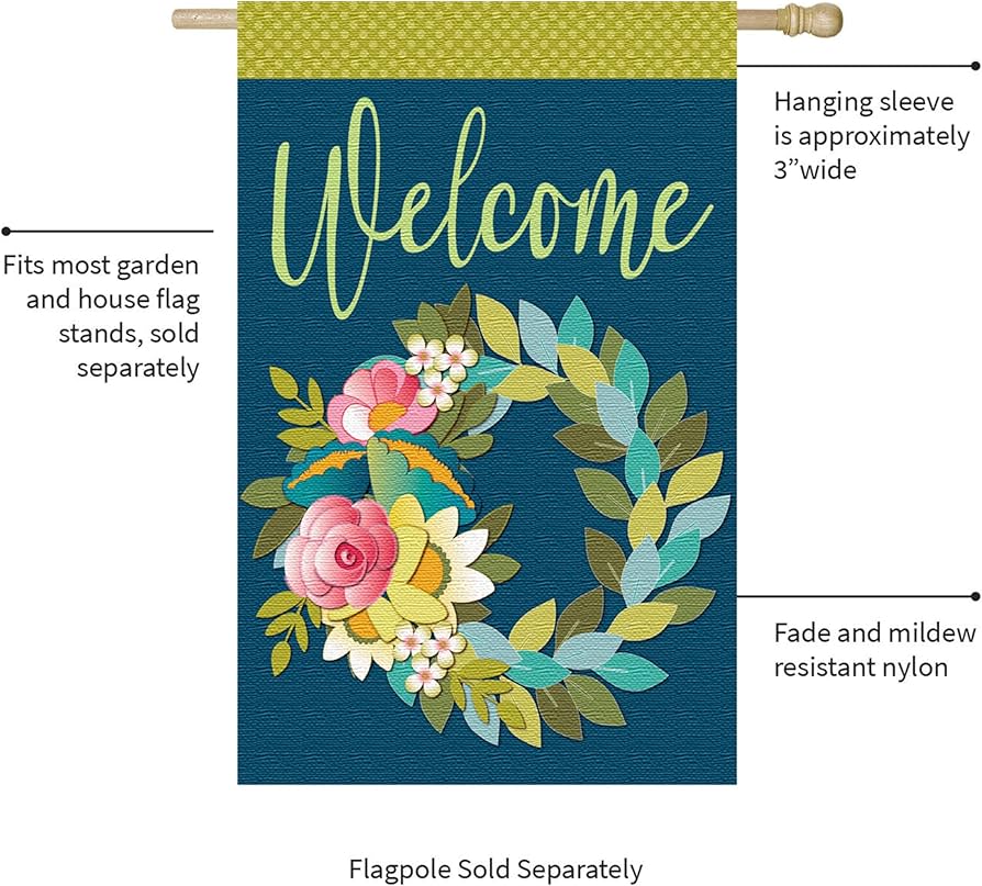 Welcome Floral Decorative Flag