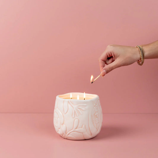 Sweet Grace Floral Ceramic Candle