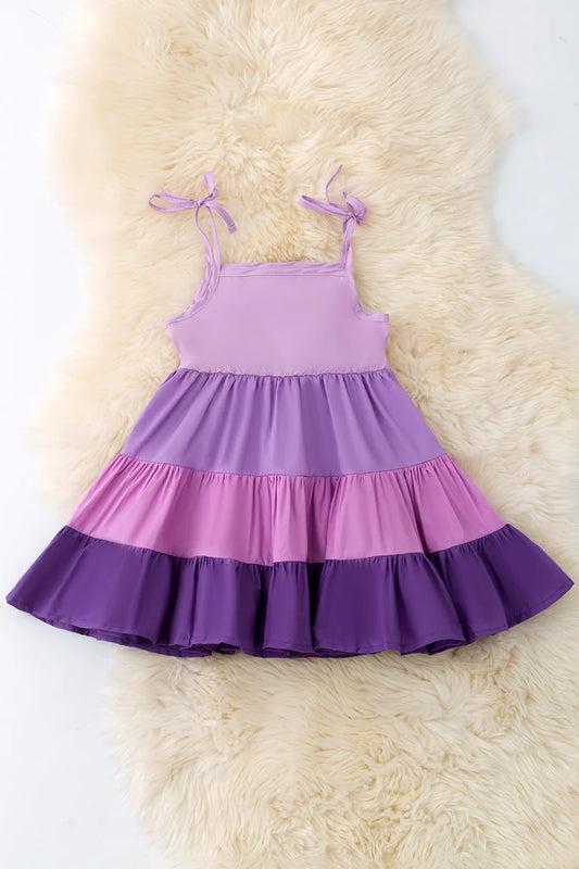 Girls Purple Tones Ruffle Dress