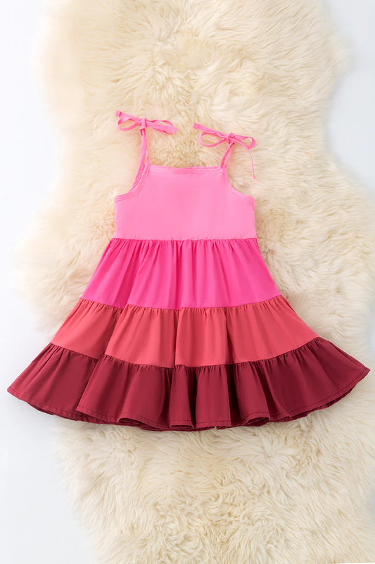 Girls Pink Tones Ruffle Dress