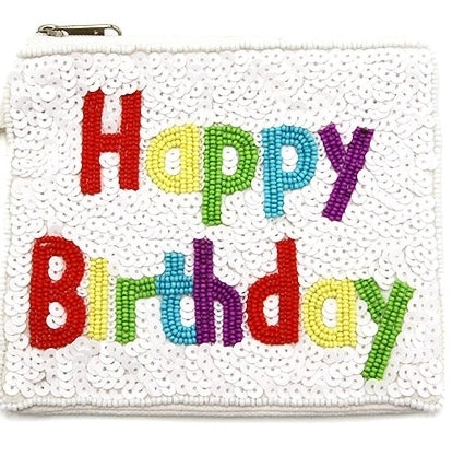 Happy Birthday Beaded Coin Clutch