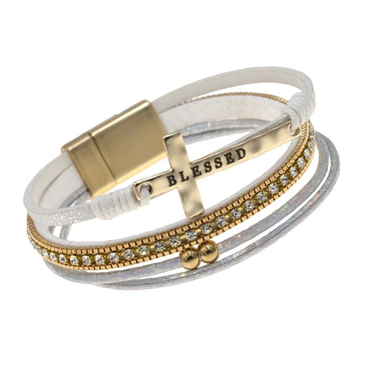 Cross Leather Magnetic Bracelet