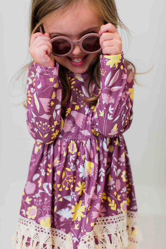 Vintage Blooms Boho Fringe Dress