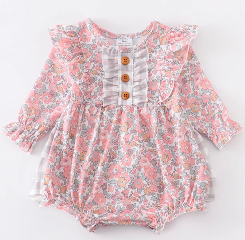 Checkered & Flower Ruffle Bubble