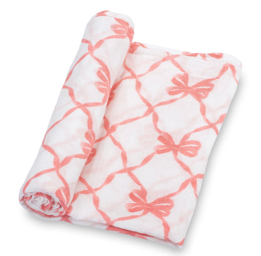 Beautiful Bows Muslin Swaddle Blanket