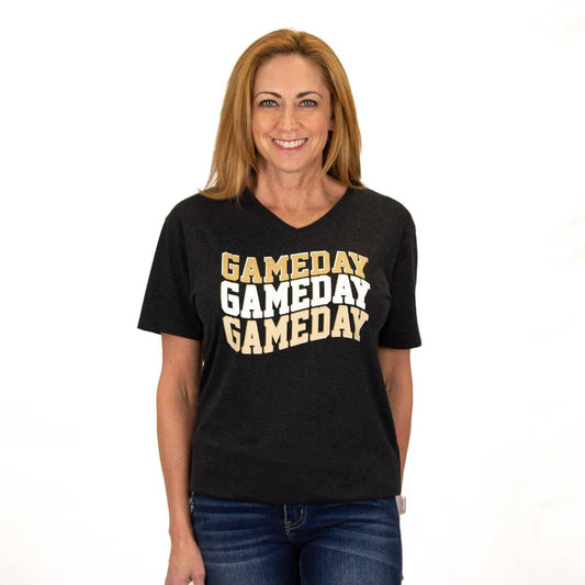 Saints Gameday Wave V-Neck T-Shirt