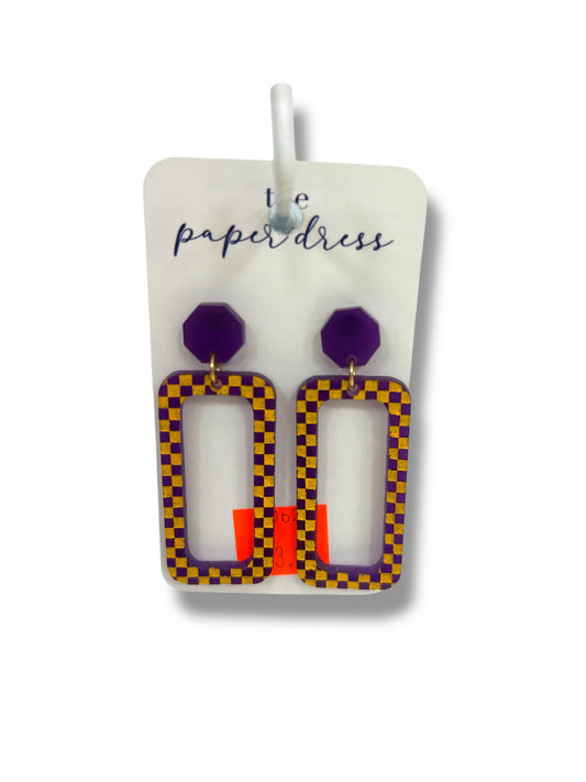 Purple & Gold Checkered Earrings
