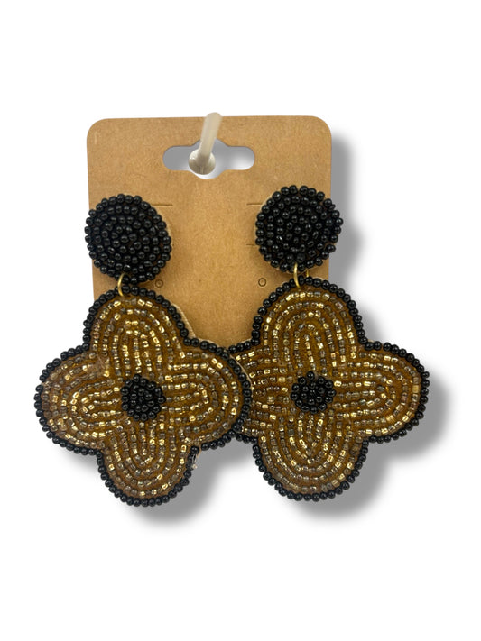 Black & Gold Beaded Earrings