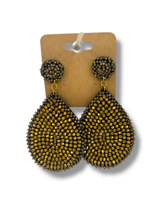 Black & Gold Teardrop Earrings