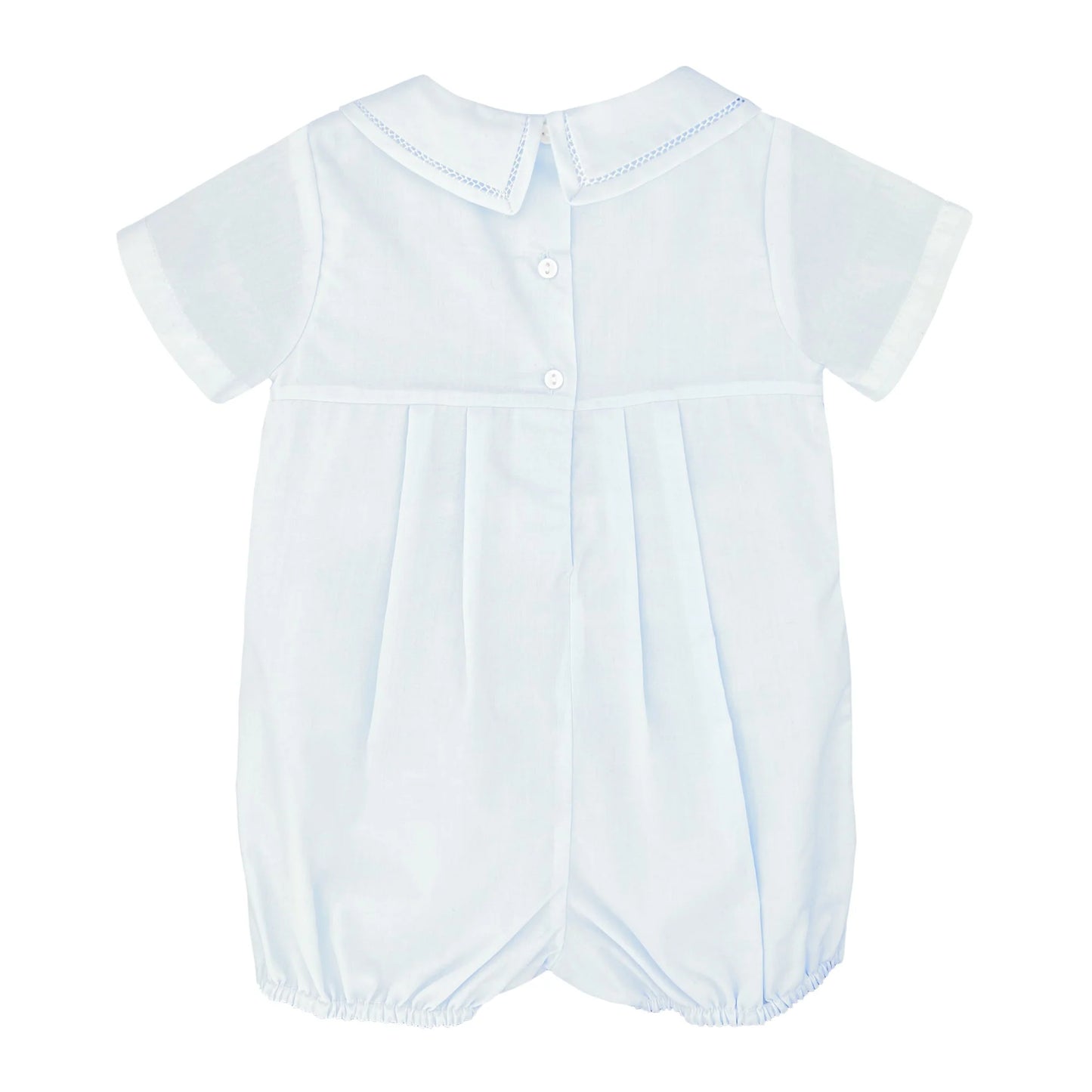 Petit Ami Diamond Smocked Blue Romper
