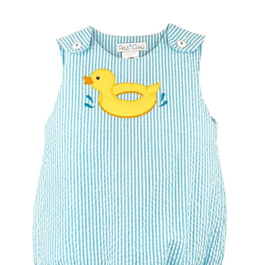 Petit Ami Diamond Sunsuit with Duck Appliqué