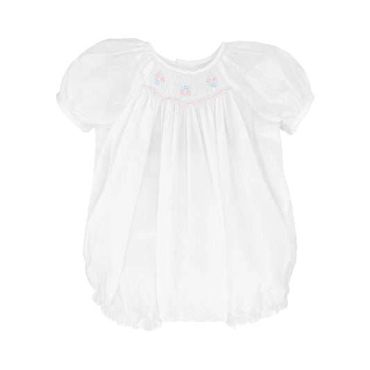 Petit Ami White Bubble with Novelty Smocking